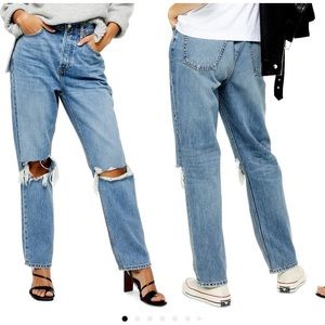 Topshop ripped high waist dad jeans